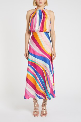 Svilena haljina bez rukava s uzorkom