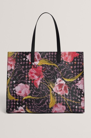Floral Print Wide Tote Bag