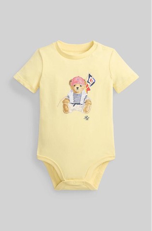 Polo Bear Cotton Jersey Short-sleeved Bodysuit