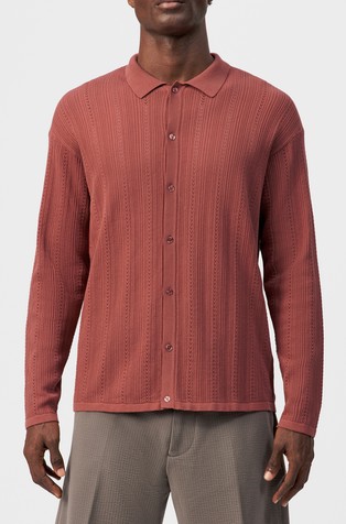 Cotton knit shirt with long sleeves