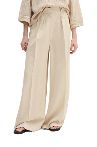 Wide pants in viscose-linen blend