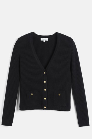 Ribbed-knit wool cardigan