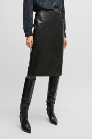 Kožna suknja na preklop