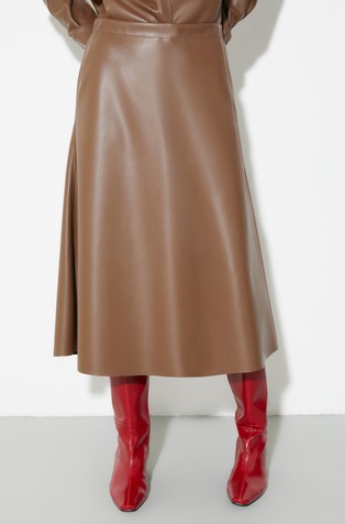 Coated-jersey midi skirt