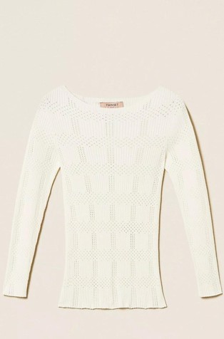 Ribbed jumper with check pattern