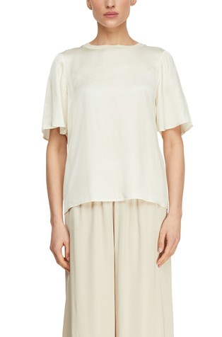 Blouse shirt in a fabric mix with flounce sleeves