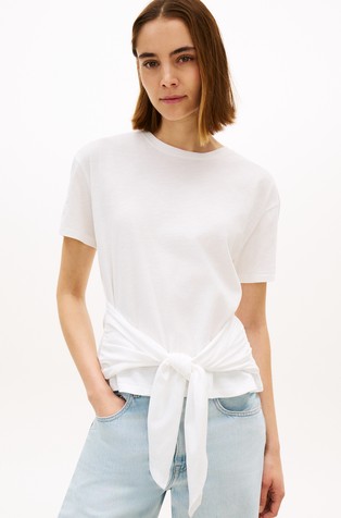 Relaxed fit majica kratkih rukava s trakom za vezanje