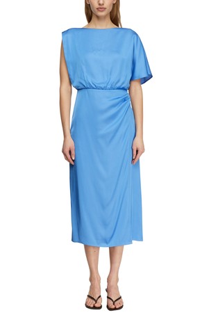 Asymmetric satin dress with draping