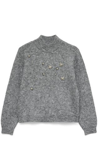 VMVENEDIG pleten pulover s ukrasnim kamenčićima