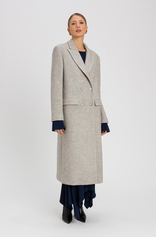 Kaput od mješavine vune s uzorkom riblje kosti