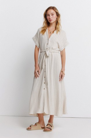 Prugasta košulja-haljina od mješavine viskoze