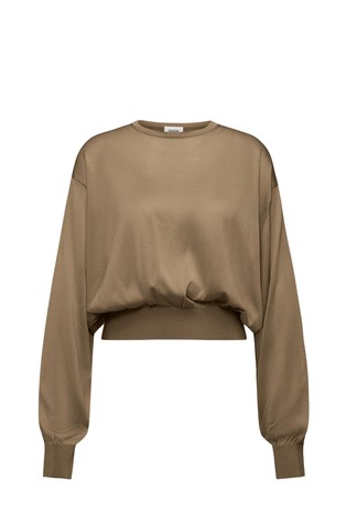 Knit sweater with puff sleeves