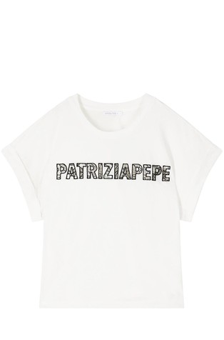 Cotton T-shirt with lace logo