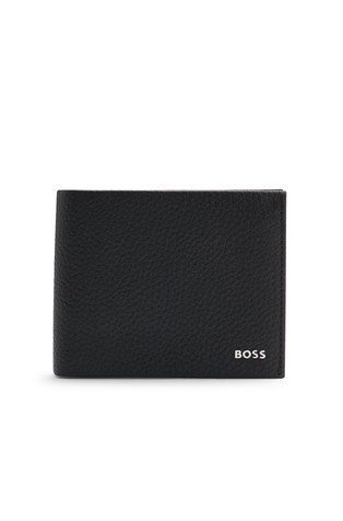 Trifold wallet in leather with logo lettering