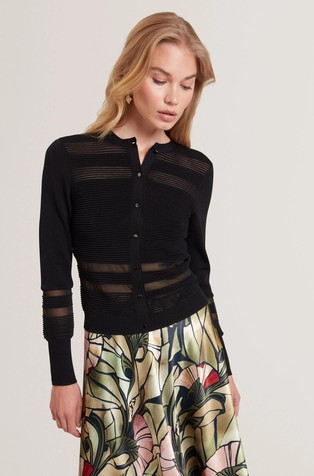 Slim fit kardigan s prozirnim umetcima