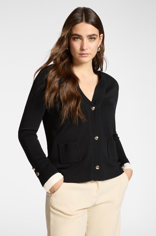 Cardigan with logo buttons