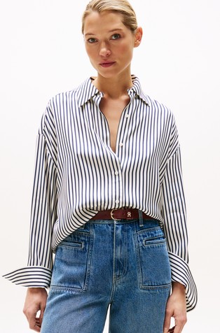 Oversized fit prugasta viskozna košulja