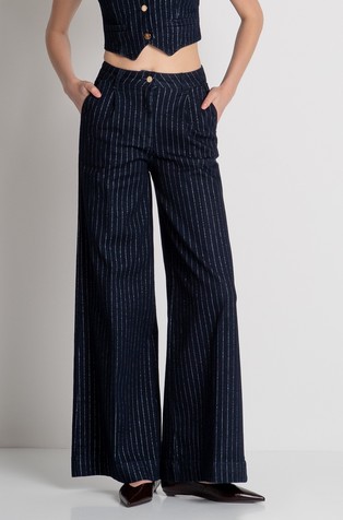 Zvonaste jeans hlače sa svjetlucavim prugastim uzorkom