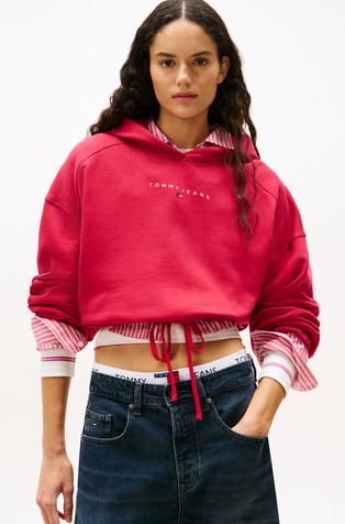 Relaxed fit logo pulover s kapuljačom i skraćenom dužinom