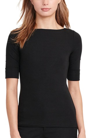 Stretch cotton short sleeved top