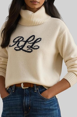 Logo Cashmere Turtleneck Sweater