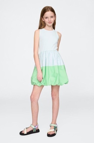 Haljina od kombinacije tkanina s balon suknjom za djevojčice