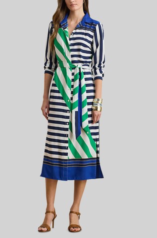 Košulja-haljina od krep tkanine s uzorkom