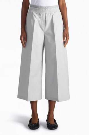 Wide fit cropped cotton trousers