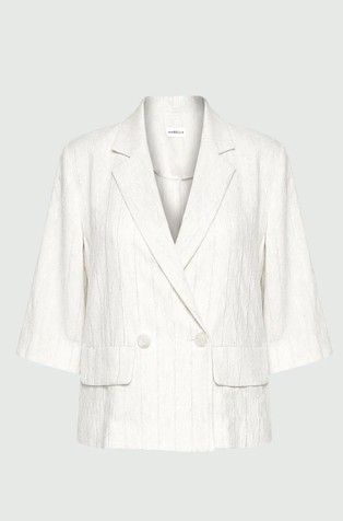 Double-breasted pinstripe viscose-blend blazer