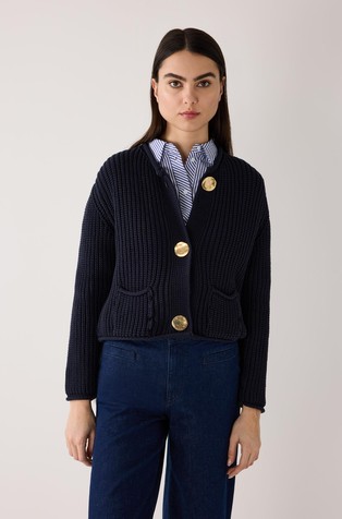 Short ribbed cardigan
