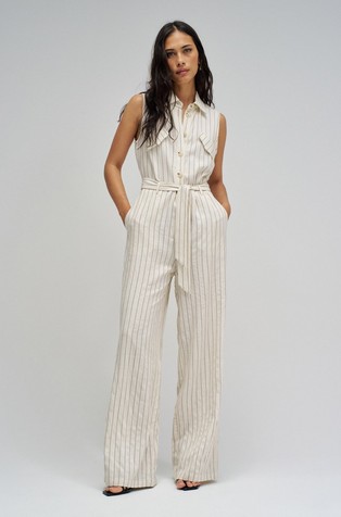 Prugast kombinezon od mješavine s lanom