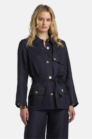 Knit safari jacket with belt