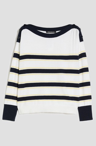 Pleten pulover od pamuka i kašmira s prugastim uzorkom