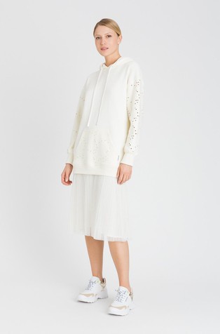 Hooded dress with tulle skirt