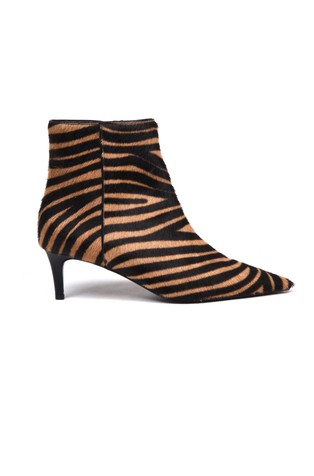 Hair leather ankle boots with zebra pattern