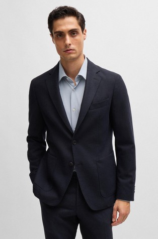 Slim fit sako od flanelske mješavine vune