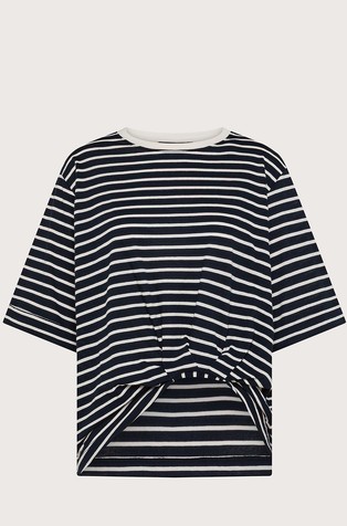 Prugasta pamučna majica s uvijenim detaljem