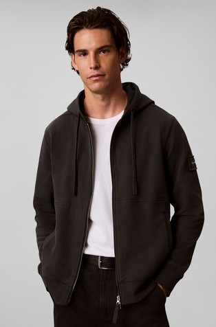 Cotton Terry Logo Badge Zip Hoodie