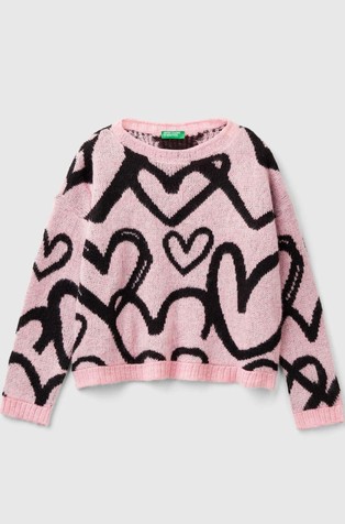 Pleten pulover sa žakard uzorkom srca