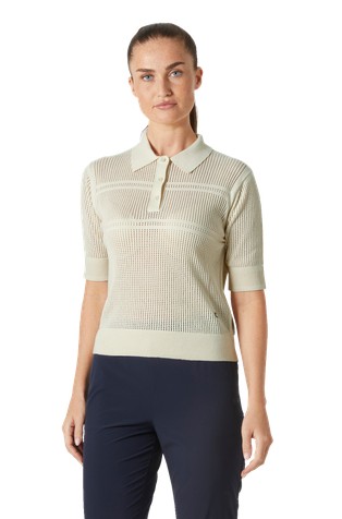 Salt Openwork Knit Polo Shirt