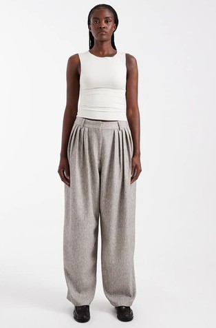 TSTONA Pleated wide leg melange trousers