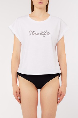 Relaxed fit majica s ukrasnim kamenčićima