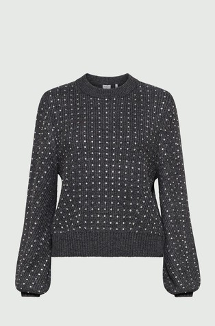 Pleten pulover s ukrasnim kamenčićima