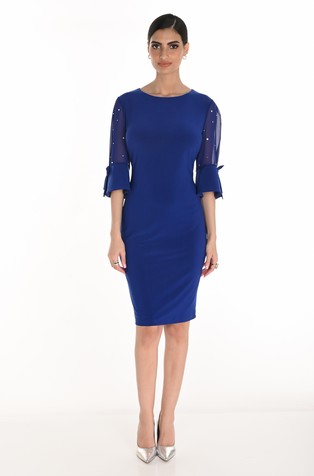 Jersey haljina s prozirnim 3/4 rukavima