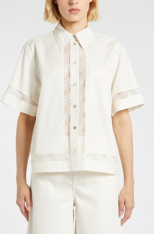 Monochrome košulja kratkih rukava s umetcima od čipke