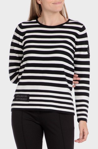 Pleten pamučni pulover s prugastim uzorkom