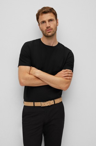 Bubble-jacquard structure T-shirt in a cotton blend