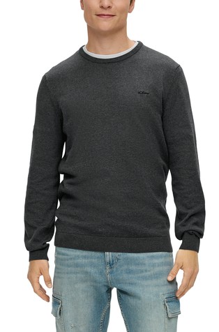 Knitted jumper with logo embroidery