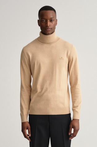 Cotton cashmere rollneck