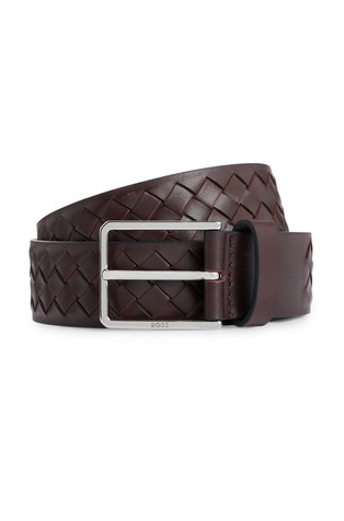 Pleten kožni remen s logo kopčom